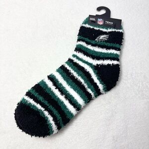 NFL Philadelphia Eagles Striped Fuzzy Socks - Black, Green, White New  OS